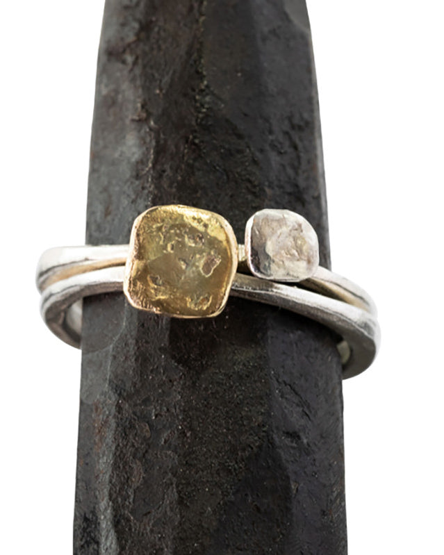 Bague Square Argent 925 & Or 585/1000