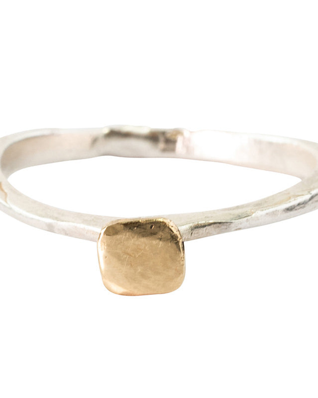 Bague Square Petit Modèle Argent 925 & Or 585/1000