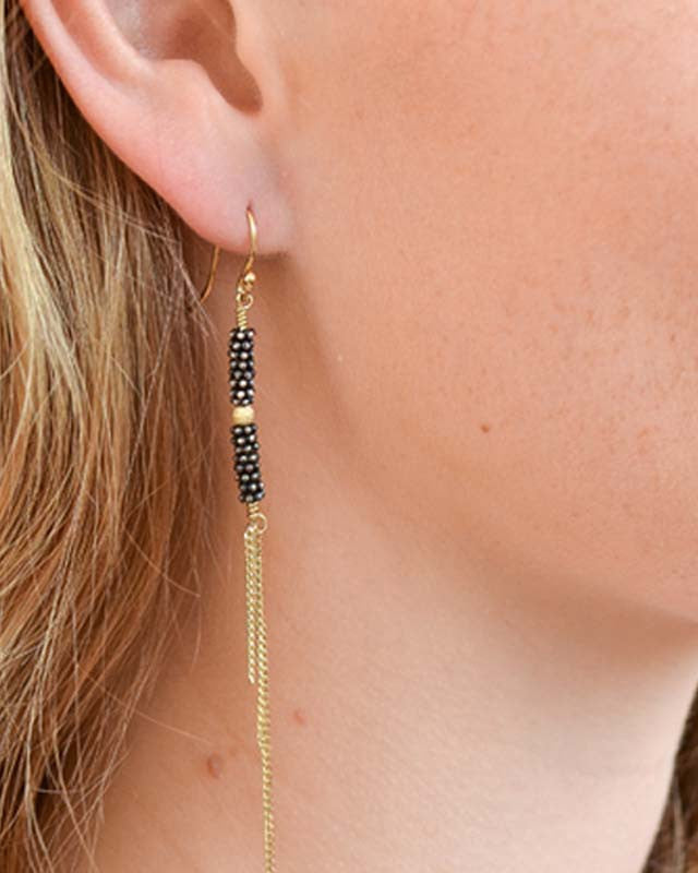 Boucles d'Oreilles Bhoutan Vermeil & Argent Oxydé 1 Sphère Or 18 carats