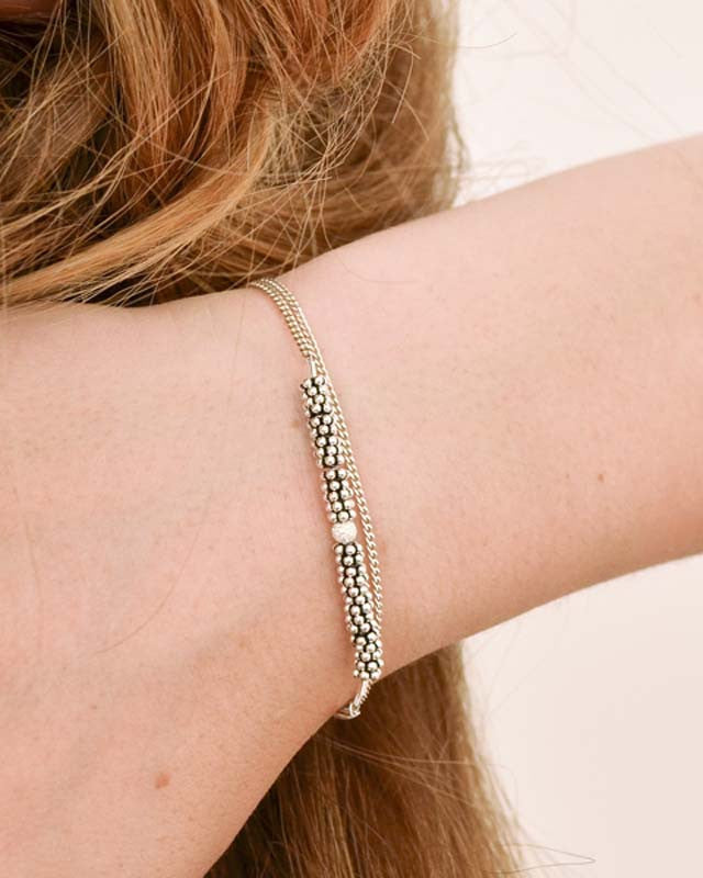 Bracelet Double Bhoutan 1 Sphère Argent 925