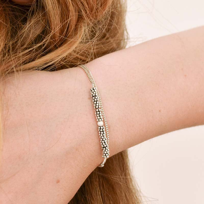 Bracelet Double Bhoutan 1 Sphère Argent 925