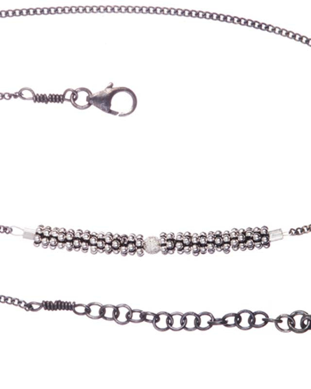 Bracelet Double Bhoutan 1 Sphère Argent 925 Oxydé