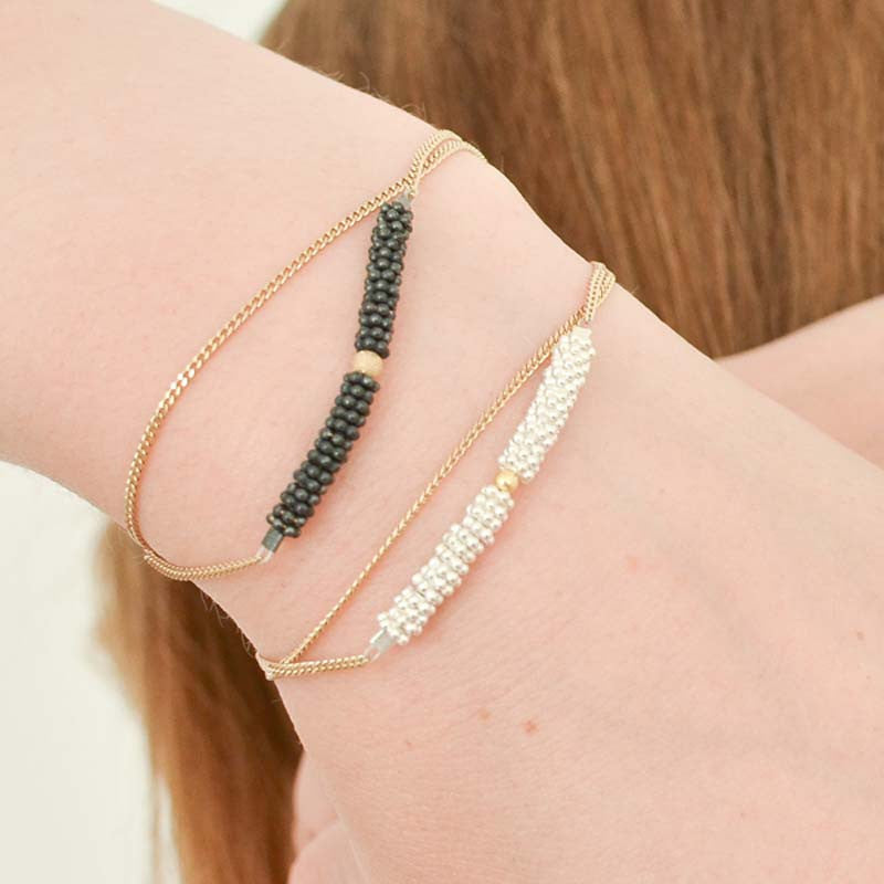 Bracelet Double Bhoutan Vermeil & Argent 1 Sphère Or 18 carats