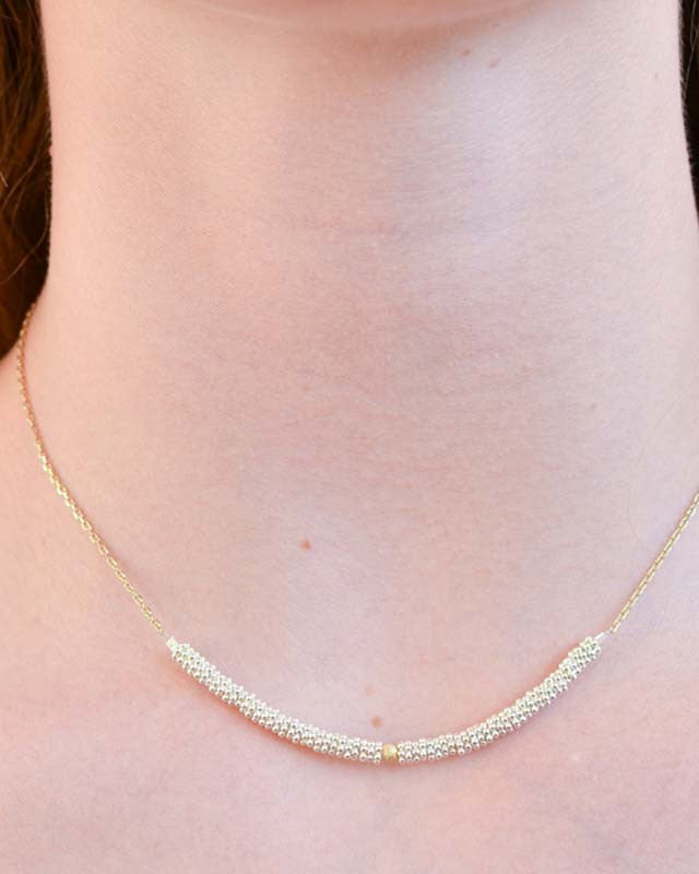 Collier Bhoutan Vermeil & Argent 1 Sphère Or 18 Carats