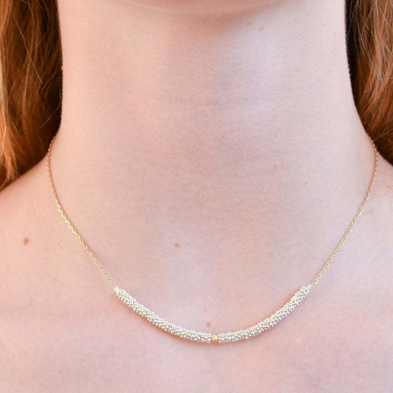 Collier Bhoutan Vermeil & Argent 1 Sphère Or 18 Carats