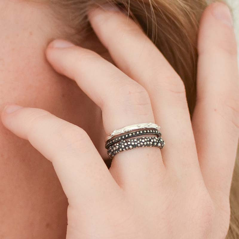 Bague Billes Argent 925 Oxydé