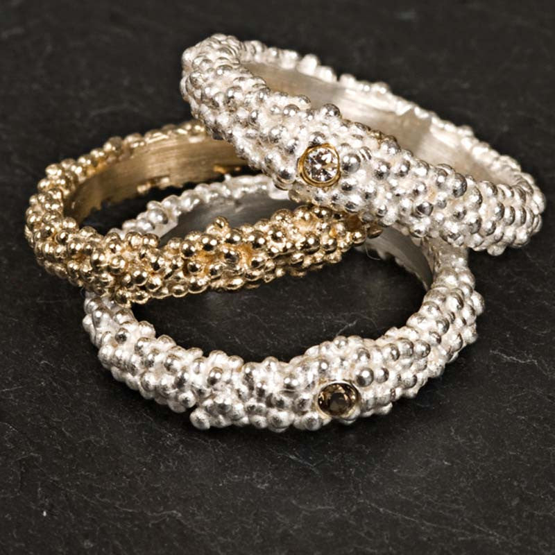 Bague Billes Quartz Fumé Argent 925