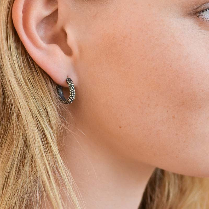 Créoles Billes Argent 925 Oxydé