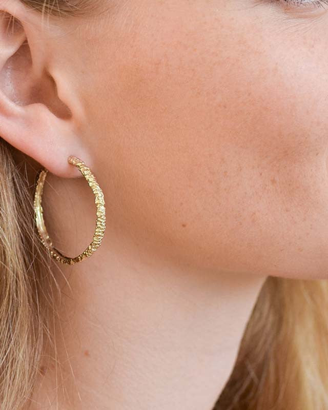 Créoles Billes Grand Modèle Argent 925 Doré Or Clair