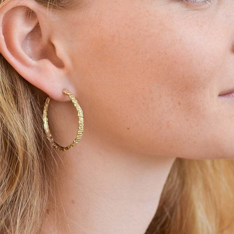 Créoles Billes Grand Modèle Argent 925 Doré Or Clair