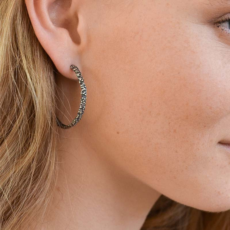 Créoles Billes Grand Modèle Argent 925 Oxydé