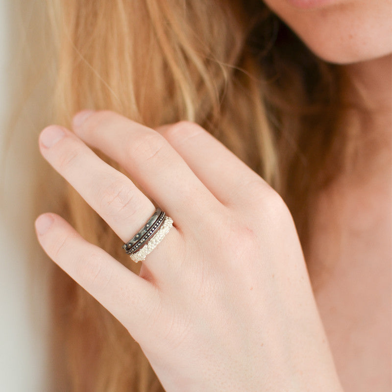 Bague Grenaille Anneau Argent 925 Oxydé