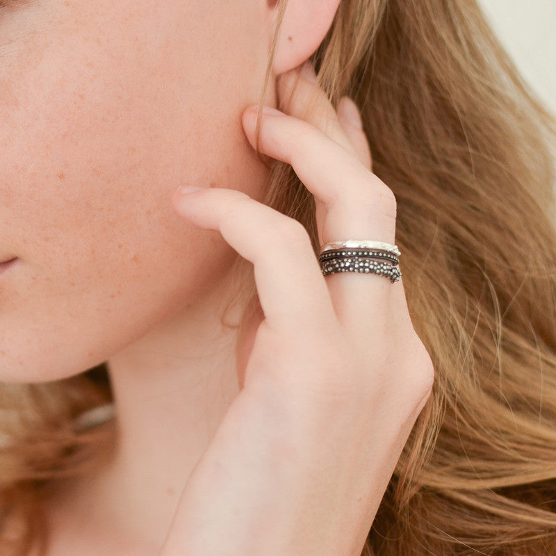 Bague Grenaille Anneau Argent 925 Oxydé