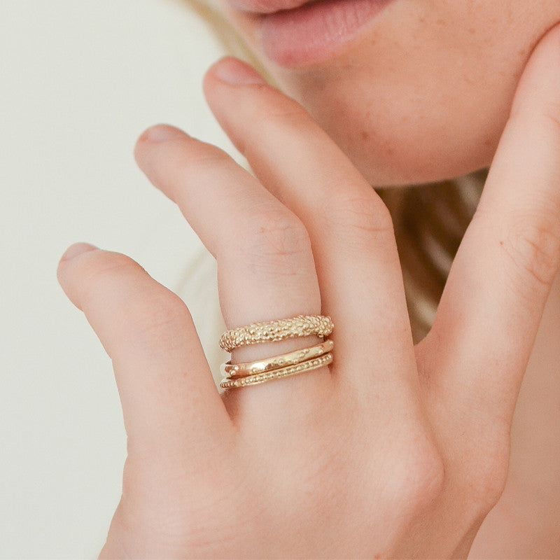 Bague Grenaille Anneau Vermeil Or Clair