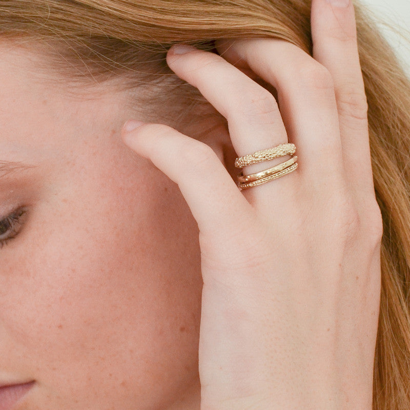 Bague Grenaille Anneau Vermeil Or Clair