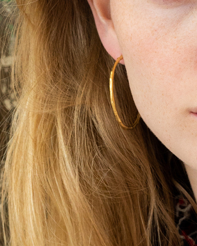 Créoles Brindilles M Argent 925 Doré à l'Or Fin