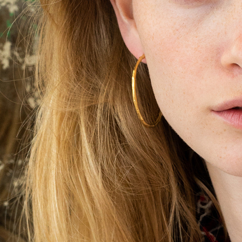 Créoles Brindilles M Argent 925 Doré à l'Or Fin