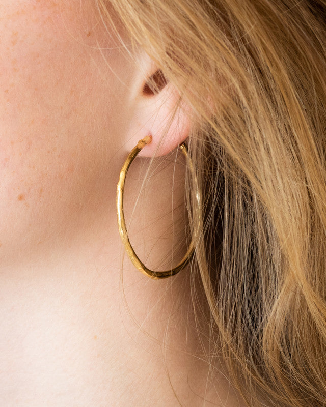 Créoles Brindilles M Argent 925 Doré à l'Or Fin