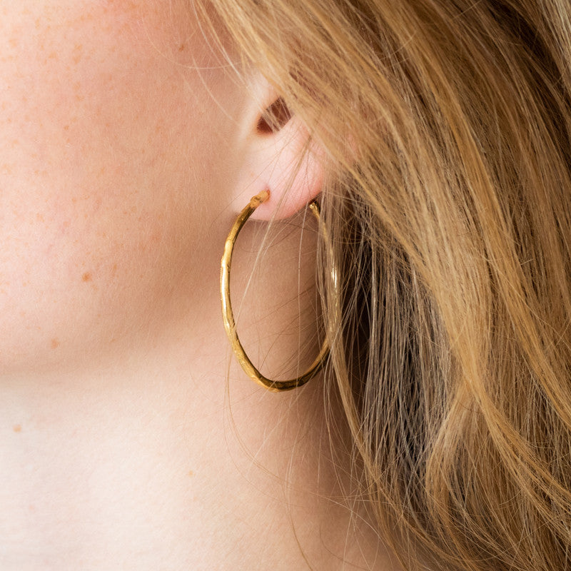 Créoles Brindilles M Argent 925 Doré à l'Or Fin