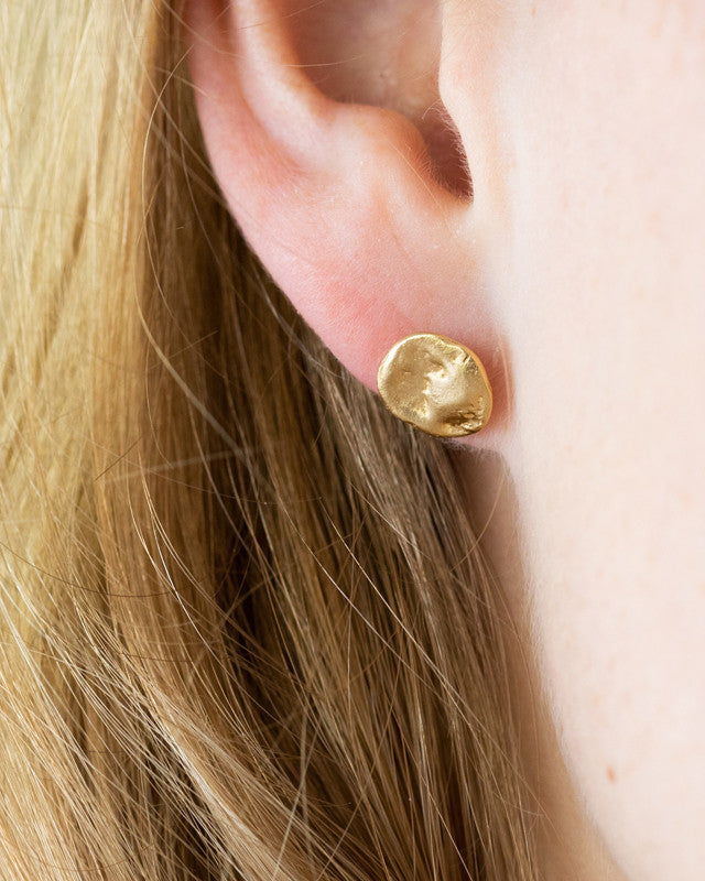 Boucles d'Oreilles Moon M Argent 925 Doré Or Fin