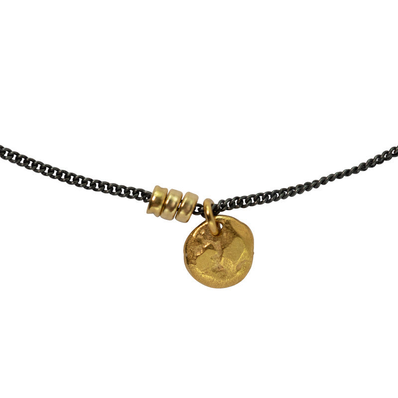 Collier Moon Argent Oxydé & Or 18 Carats