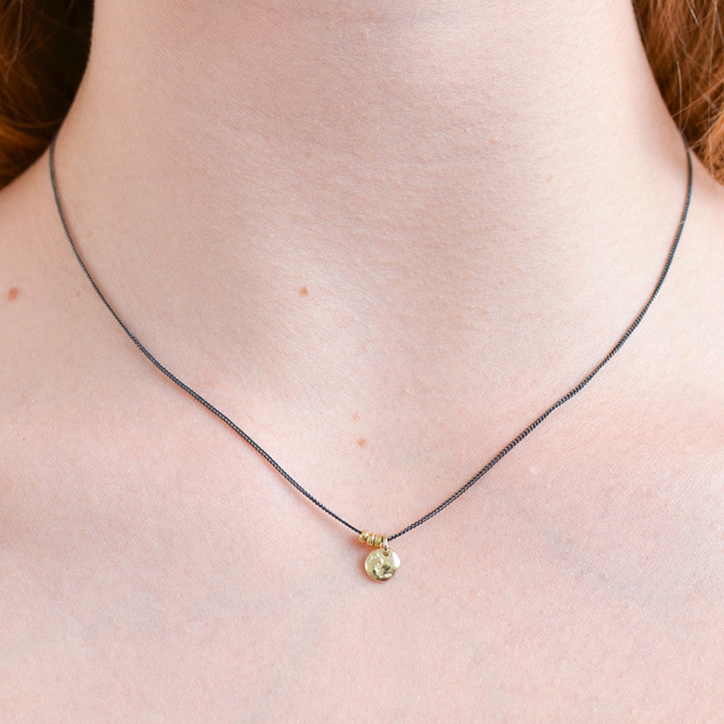 Collier Moon Argent Oxydé & Or 18 Carats