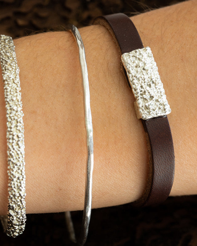 Bracelet Lichen Cuir Brun & Argent 925