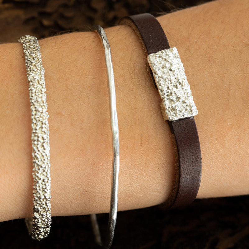 Bracelet Lichen Cuir Brun & Argent 925