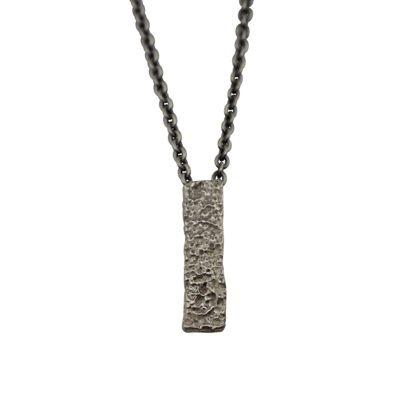 Collier Lichen Homme Argent Oxydé & Argent 925