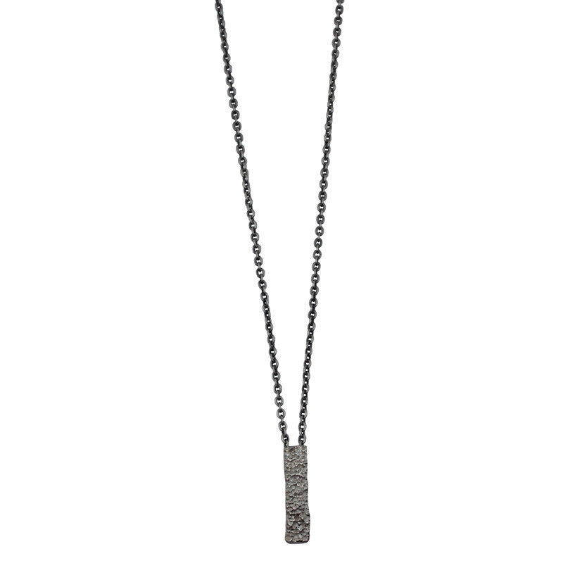 Collier Lichen Homme Argent Oxydé & Argent 925