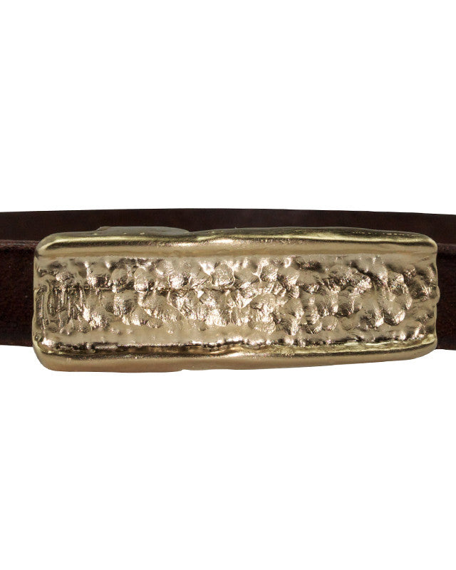 Bracelet Magma Cuir Brun & Argent Doré à l'Or Fin