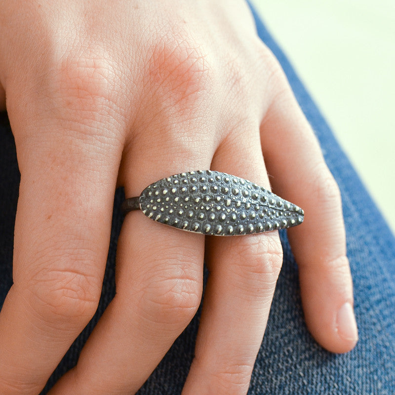 Bague Oursin Argent 925 Oxydé