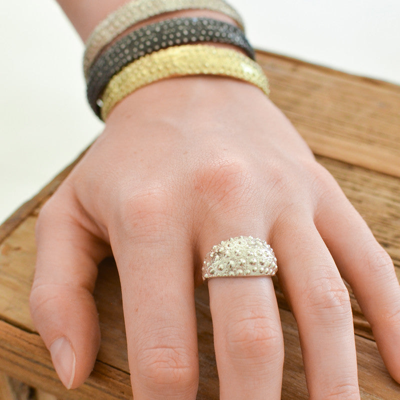 Bague Oursin Bombée Argent 925