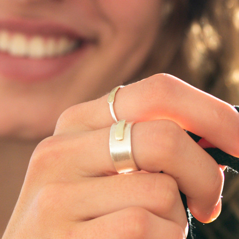 Bague Niger Large Argent 925 et Or 585/1000