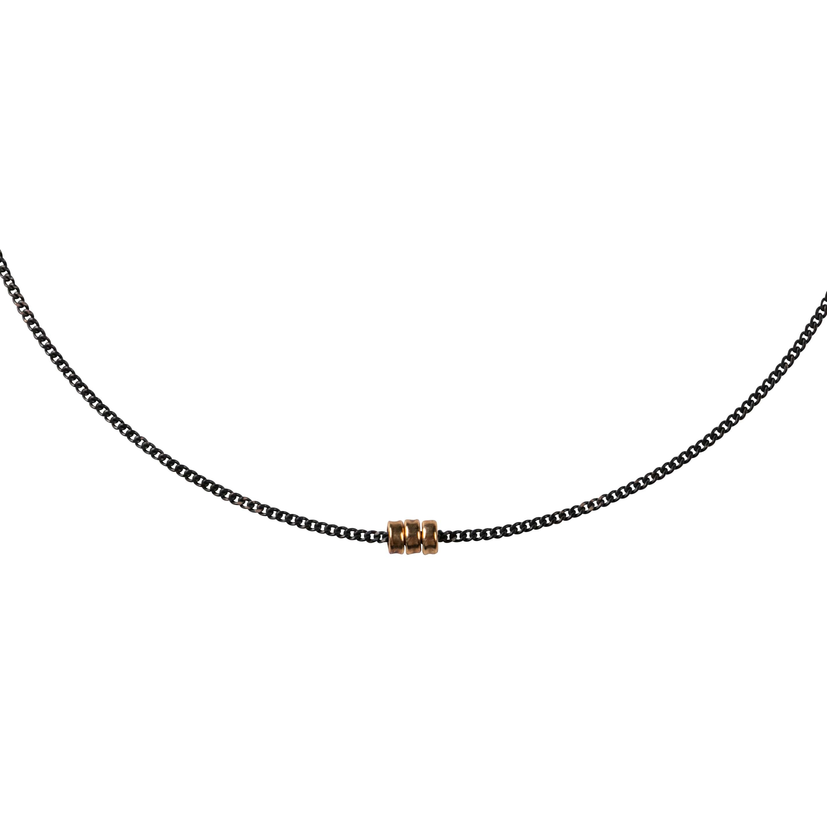 Collier Dune Argent Oxydé & Or 18K