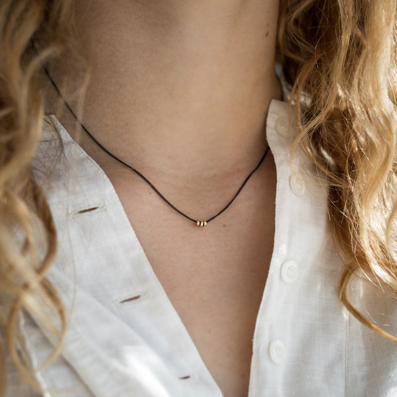 Collier Dune Argent Oxydé & Or 18K