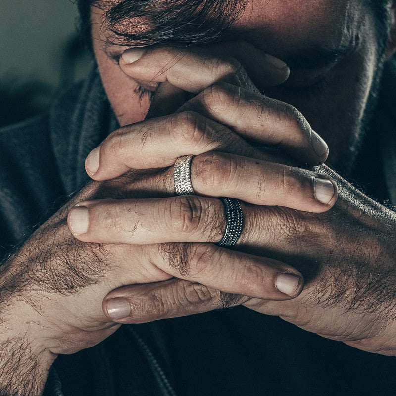 Bague Grenaille Large Homme Argent Oxydé