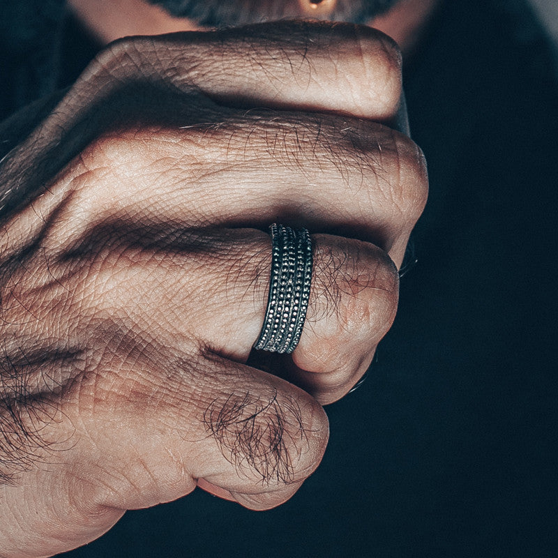 Bague Grenaille Large Homme Argent Oxydé