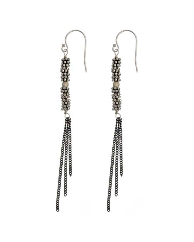 Boucles d'Oreilles Bhoutan 1 Sphère Argent 925 Oxydé