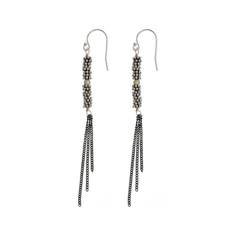 Boucles d'Oreilles Bhoutan 1 Sphère Argent 925 Oxydé
