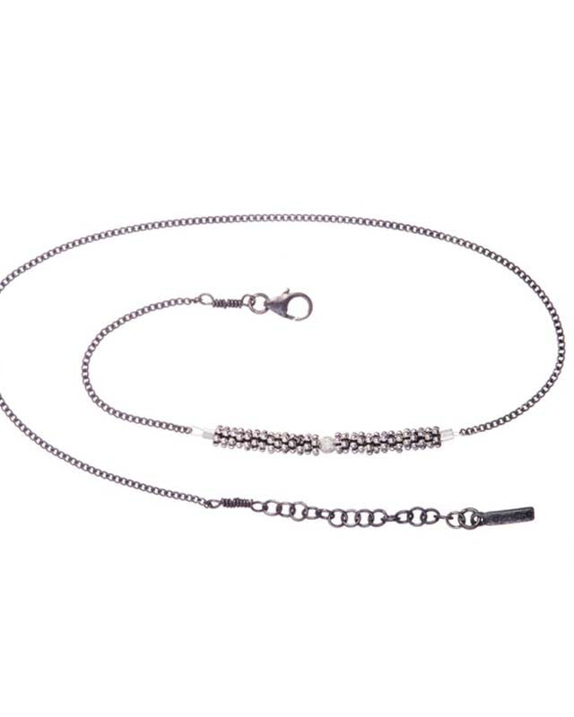 Bracelet Double Bhoutan 1 Sphère Argent 925 Oxydé