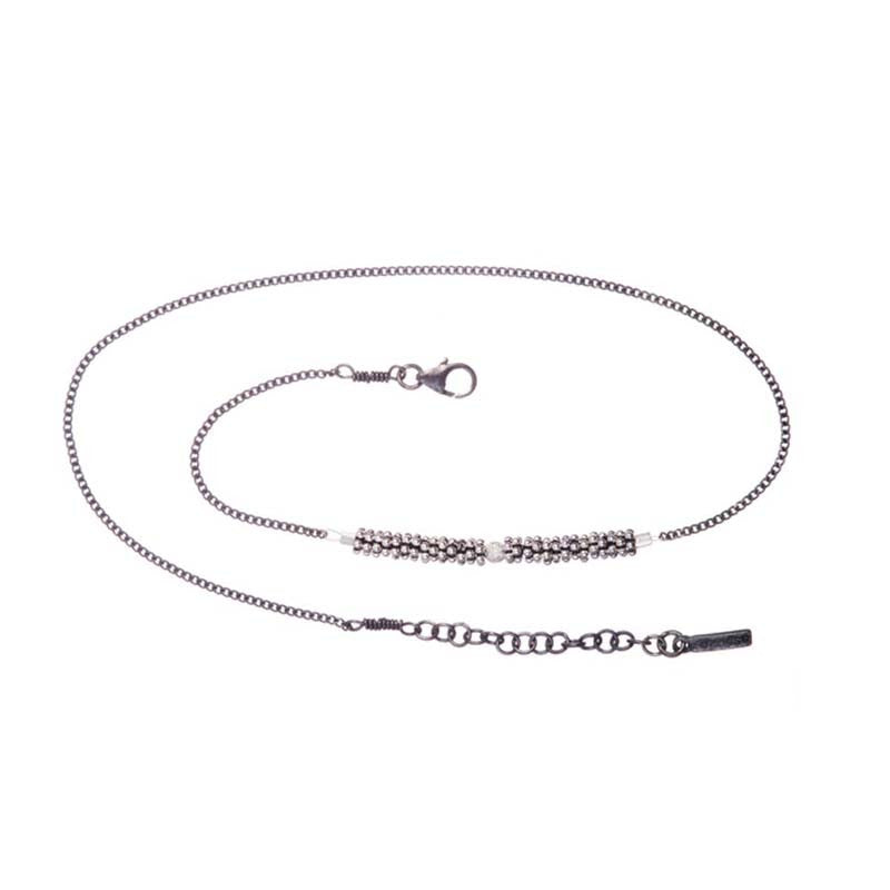 Bracelet Double Bhoutan 1 Sphère Argent 925 Oxydé