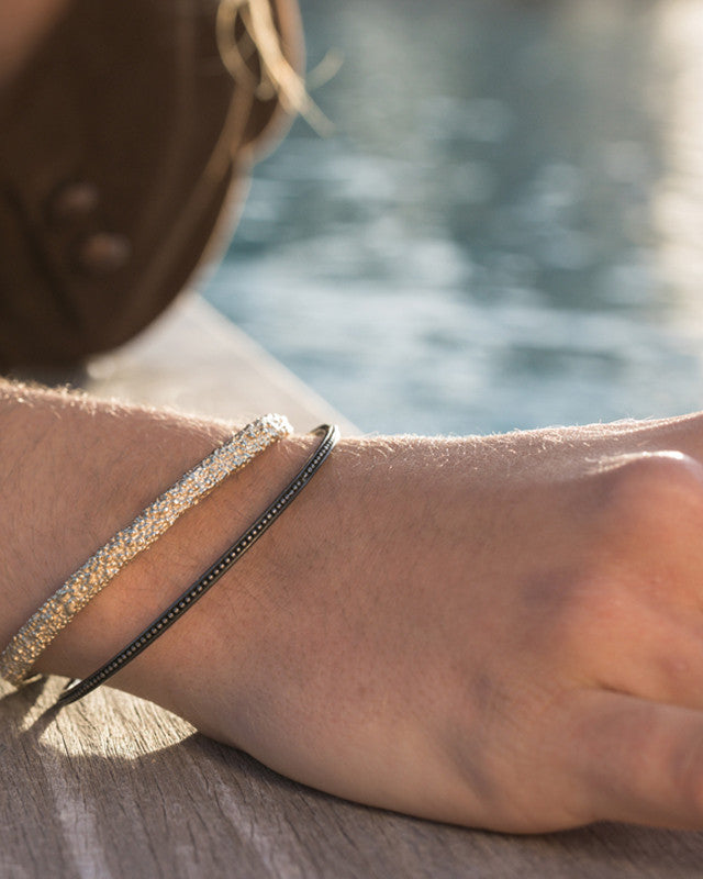 Jonc Billes Large Argent 925 Doré Or Clair