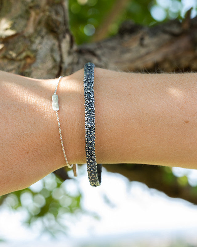 Jonc Billes Large Argent 925 Oxydé