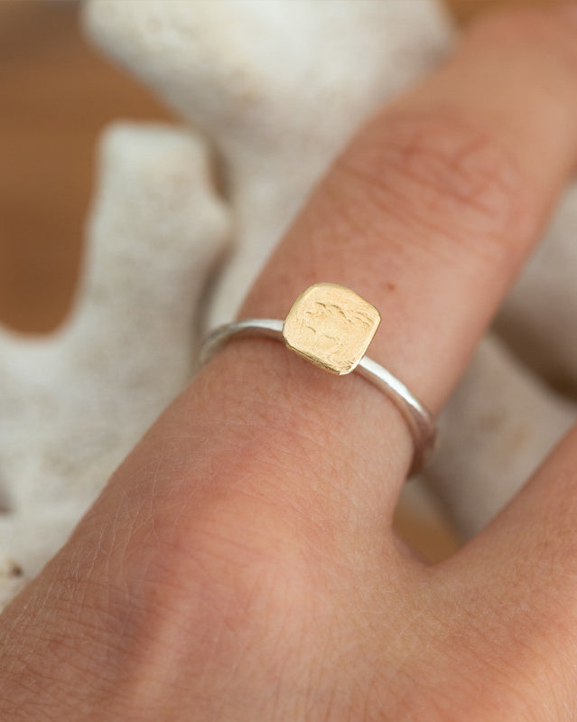 Bague Square Argent 925 & Or 585/1000