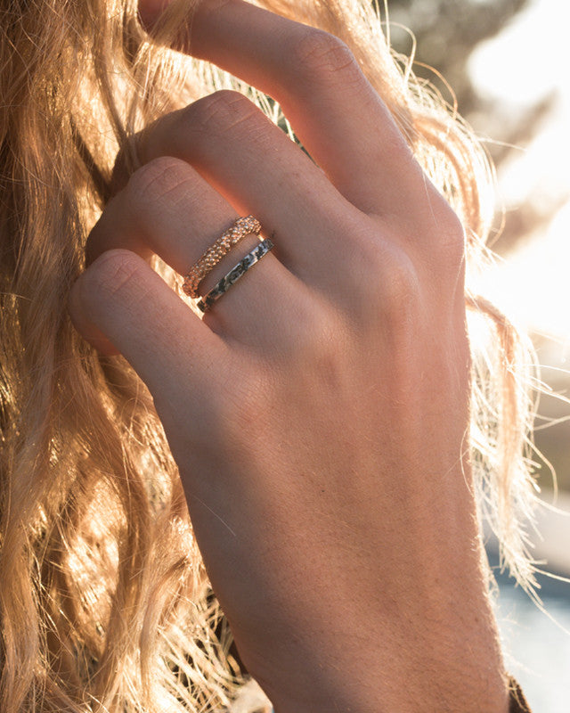 Bague Forest Rondin Argent Oxydé 925