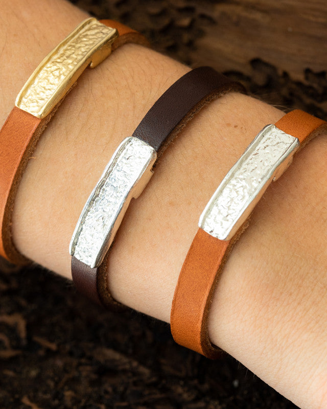 bracelets cuir et argent magma