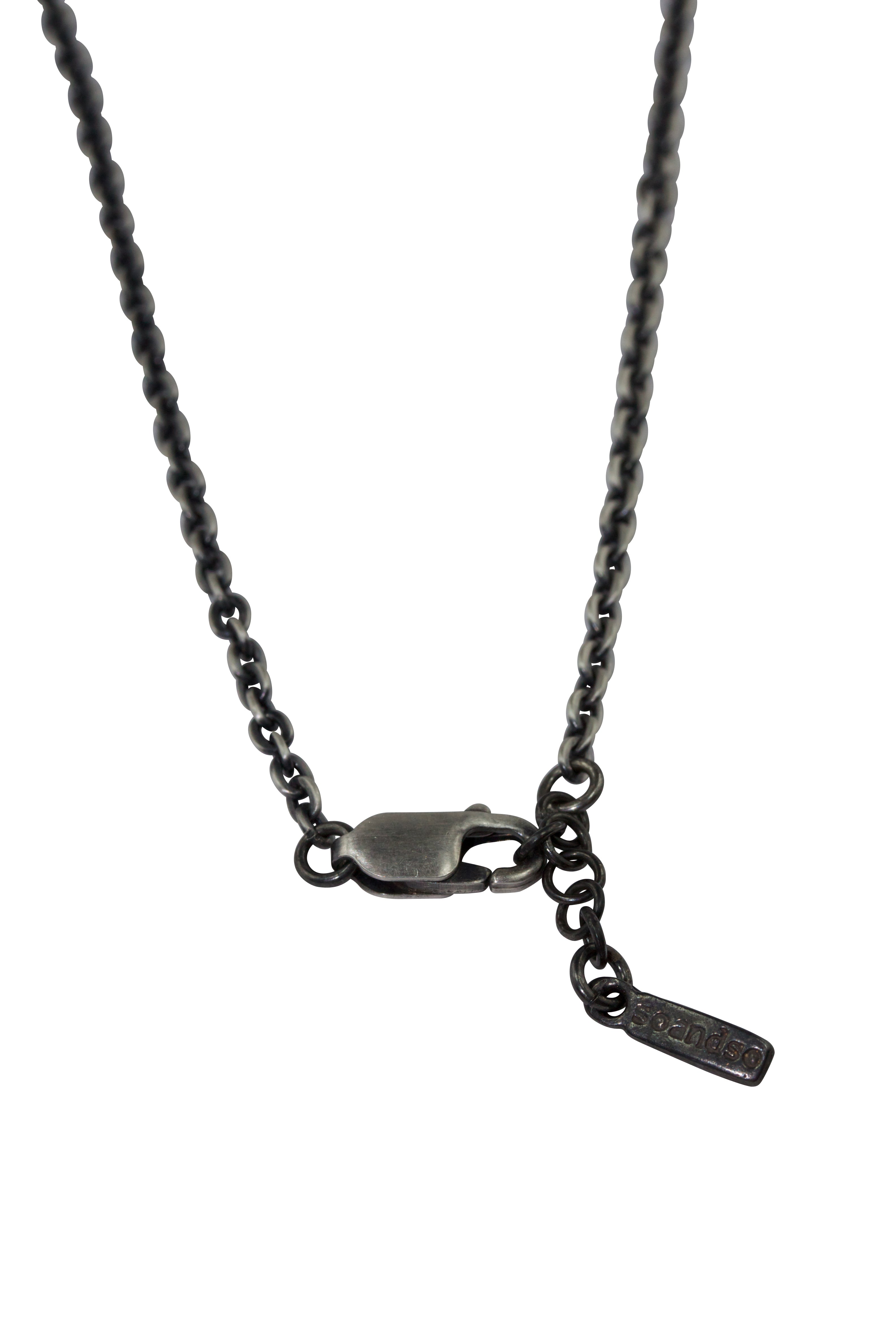 Collier Lichen Homme Argent Oxydé
