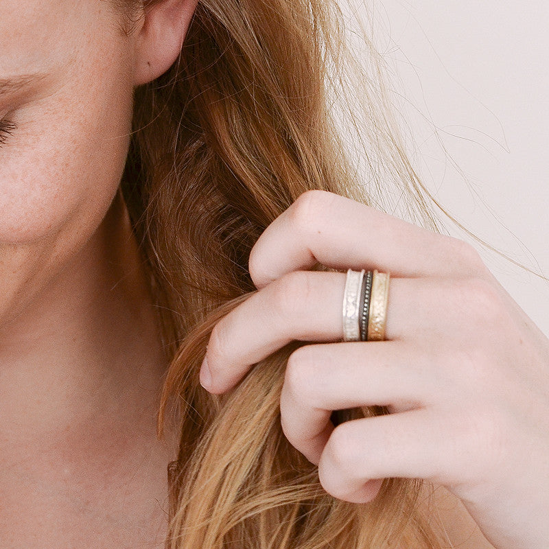 Bague Grenaille Anneau Argent 925 Oxydé