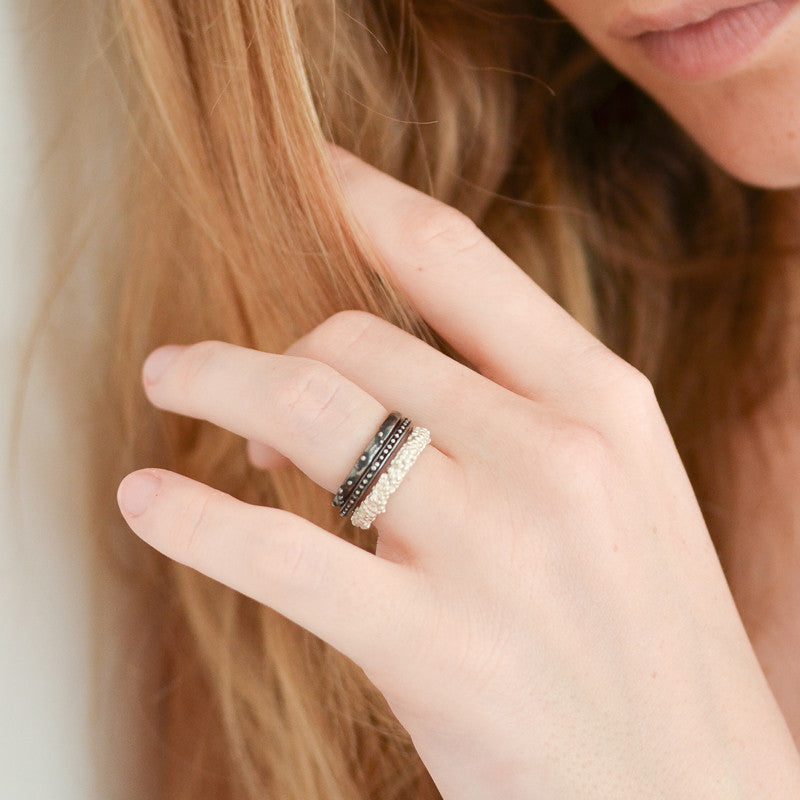 Bague Brindilles Parsemée Argent 925 Oxydé